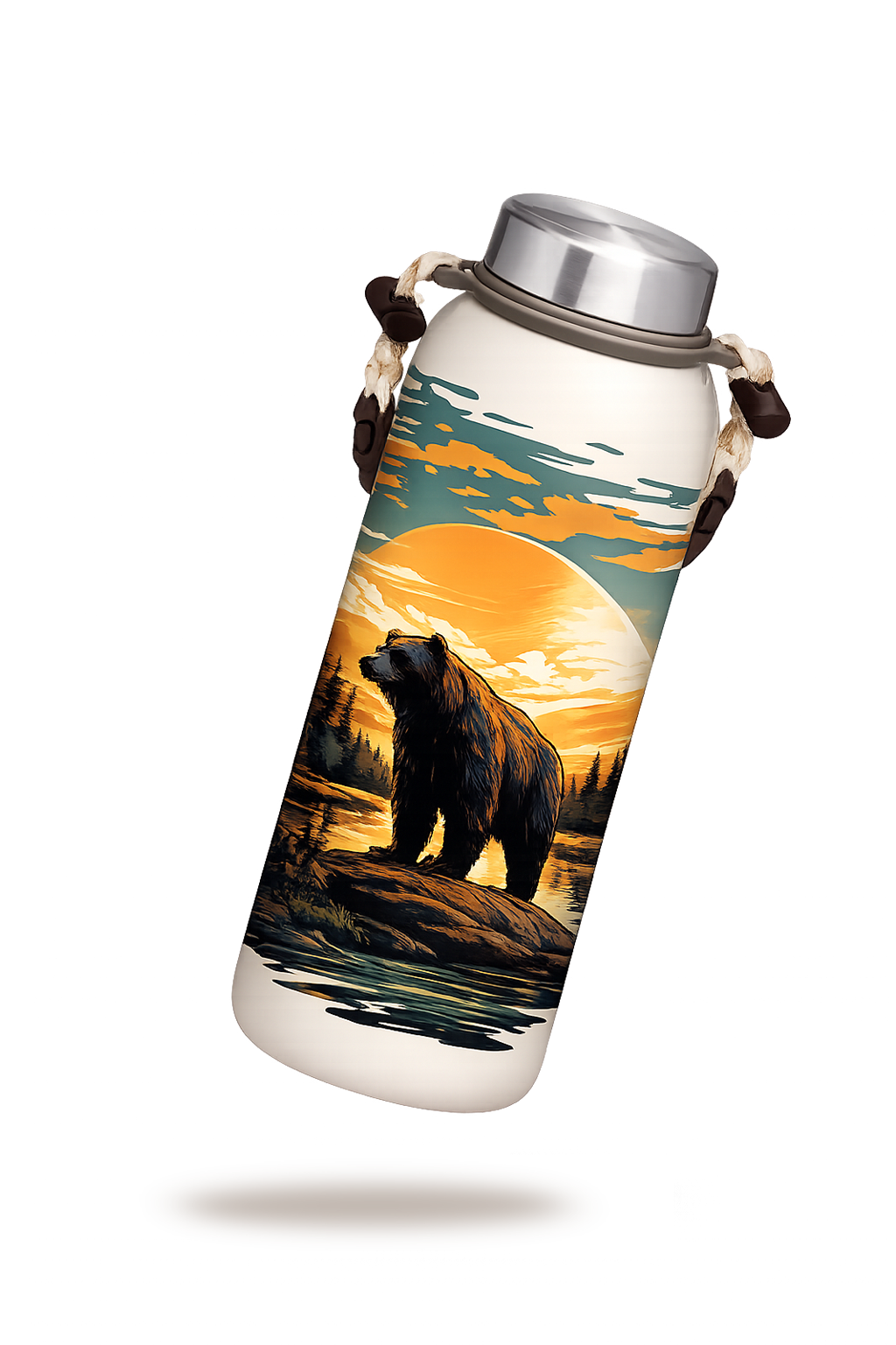 Sunset Bear Insulated Water Bottle